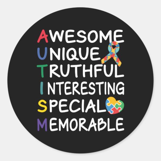 自閉症に対する意識素晴らし月自閉症の意識 ラウンドシール (正面)