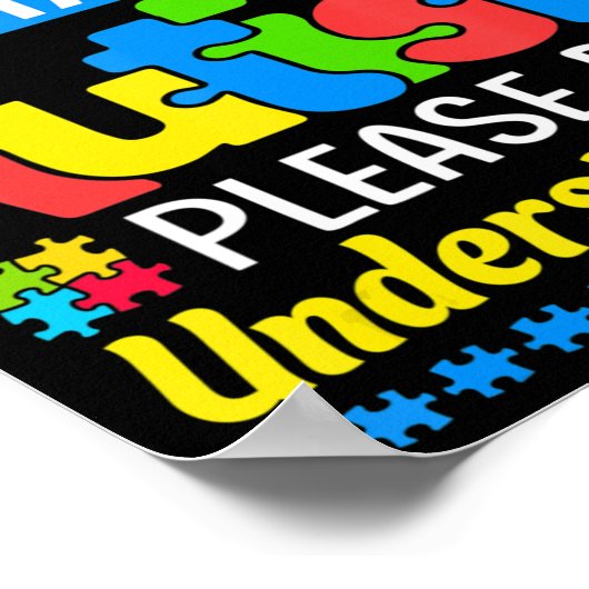 自閉症に対する意識自閉症を抱えている私は過ごしていない ポスター (角)