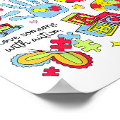 自閉症に対する認識すべての人のコミュニケーションが異なる ポスター (角)