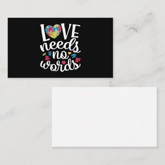 自閉症に対する認識をシャツで表現する言葉がない愛 名刺 (正面/裏面)