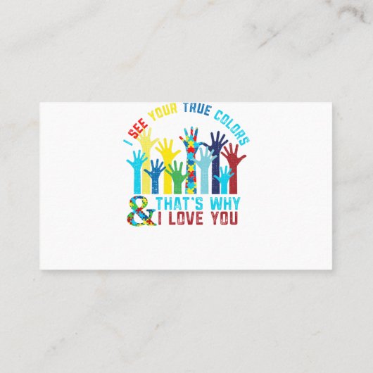 自閉症に関するあなたの本当の色を知る自閉症 名刺 (裏面)