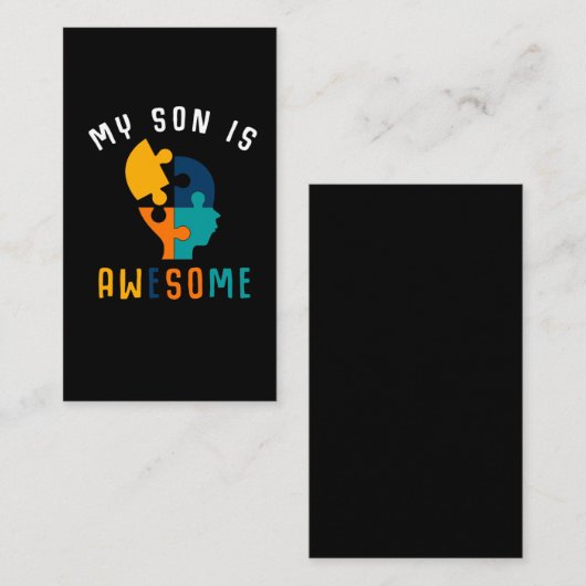 自閉症に関する意識を持つ男の子、自閉症の息子 名刺 (正面/裏面)