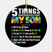 自閉症に関する認識が、母親の自閉症の息子を支援 セラミックオーナメント (正面)