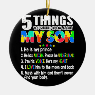 自閉症に関する認識が、母親の自閉症の息子を支援 セラミックオーナメント