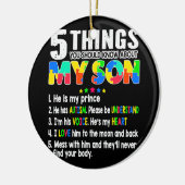 自閉症に関する認識が、母親の自閉症の息子を支援 セラミックオーナメント (左)