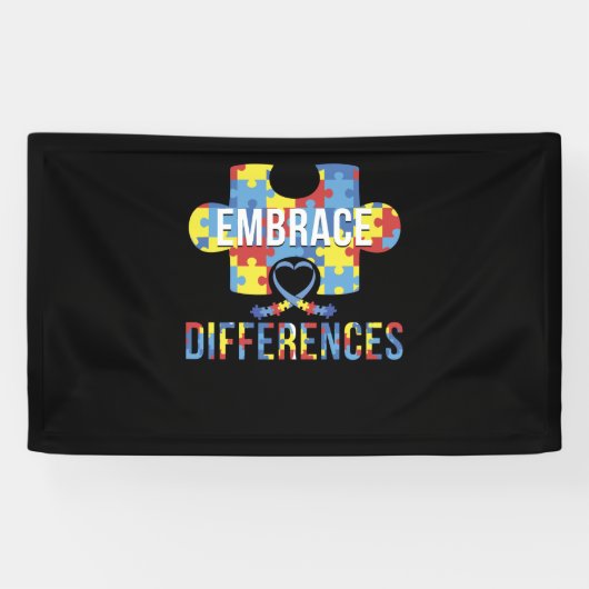 自閉症に関する認識の違いを受け入れる 横断幕 (横)