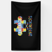 自閉症に関する認識の違いを受け入れる 横断幕 (縦)