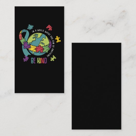 自閉症に関する認識を男の子が自閉的に優しくする子ども 名刺 (正面/裏面)