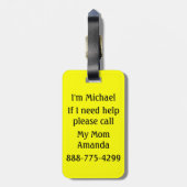 自閉症に関する警告、情報が完全に漏れる ラゲッジタグ (裏面縦)