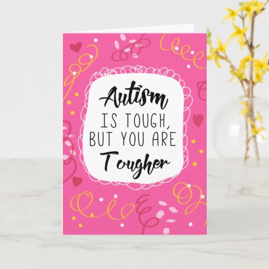 自閉症のお母さんの母サポート勇気付けられるの認識度 カード (黄色い花)