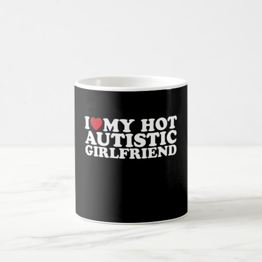自閉症のカワイイ彼女が大好き GF 自閉症 ハート コーヒーマグカップ (中央)