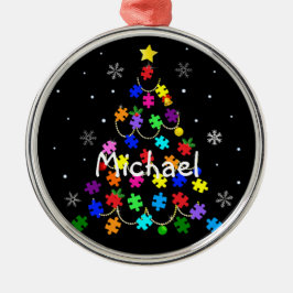 自閉症のクリスマスツリー メタルオーナメント