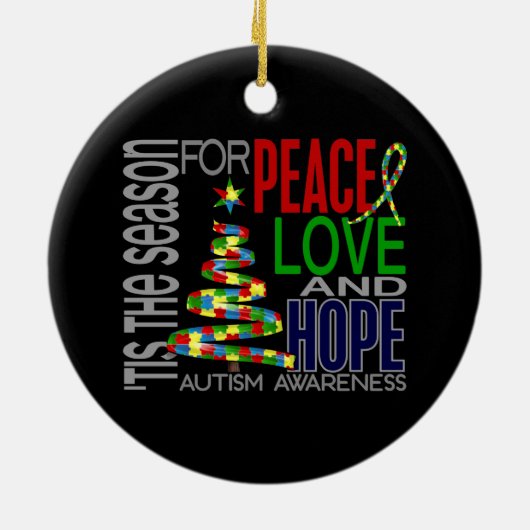 自閉症のクリスマス1のオーナメント セラミックオーナメント (裏面)