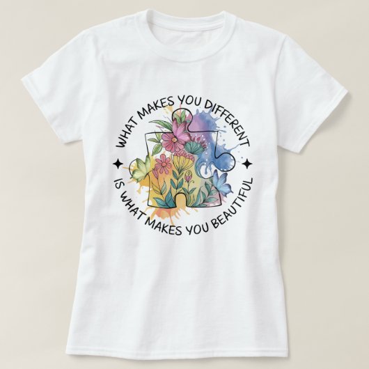 自閉症のサポート違うのプライド Tシャツ (デザイン正面)
