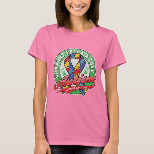 自閉症のサポート – 教育 – 愛 Tシャツ (正面)