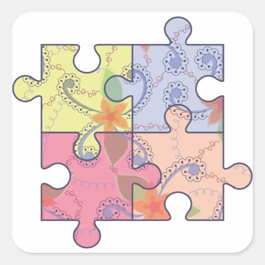 自閉症のシンボルの意識のステッカー スクエアシール (正面)