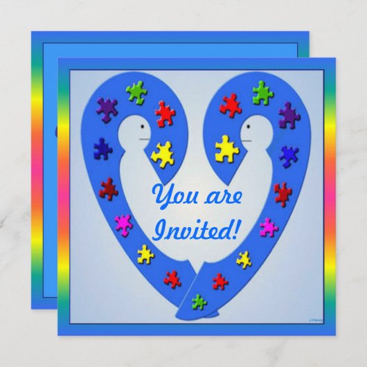 自閉症のセミナーの招待状カード 招待状 (正面/裏面)