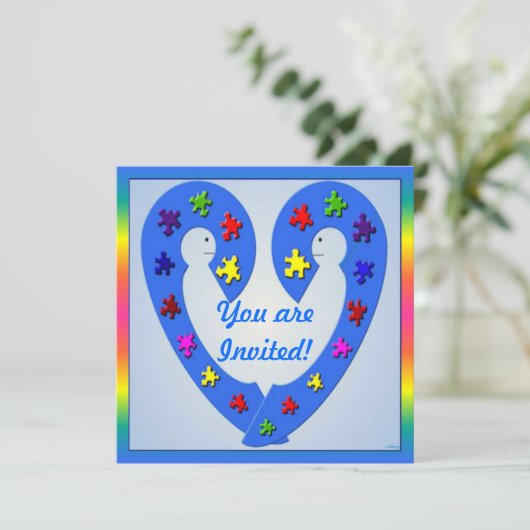 自閉症のセミナーの招待状カード 招待状 (スタンド正面)