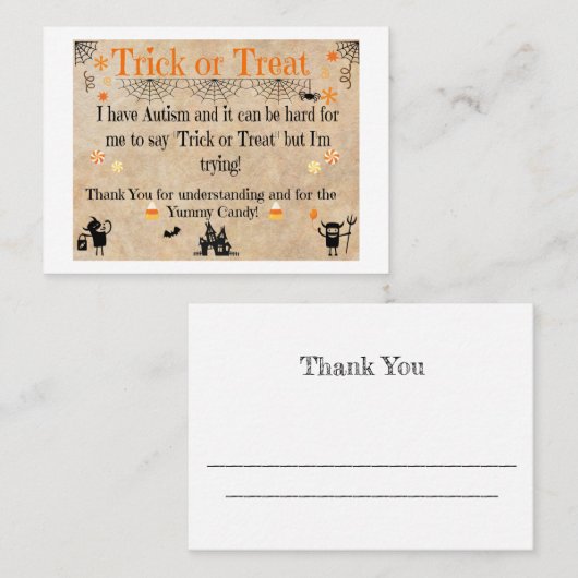 自閉症のハロウィンの名刺 名刺 (正面/裏面)