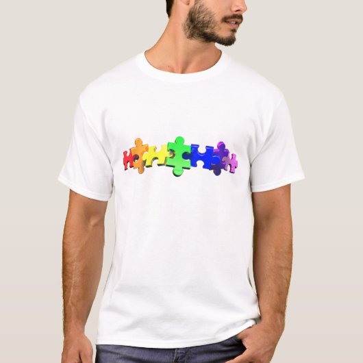 自閉症のパズルのストリップ Tシャツ (正面)
