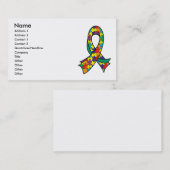 自閉症のパズルのリボンのスタイリッシュな名刺 名刺 (正面/裏面)