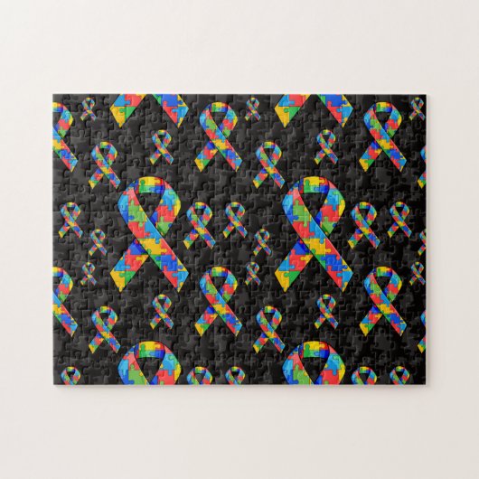 自閉症のパズルのリボンパターン ジグソーパズル (横)