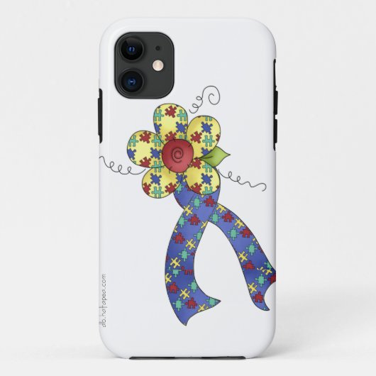 自閉症のパズルの認識度のリボン及び花 Case-Mate iPhoneケース (裏面)