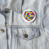 自閉症のパズルの部分のハート 缶バッジ (インサイチュ)