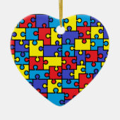 自閉症のパズルハートのクリスマス装飾 セラミックオーナメント (正面)