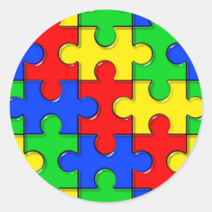 自閉症のパズル ラウンドシール