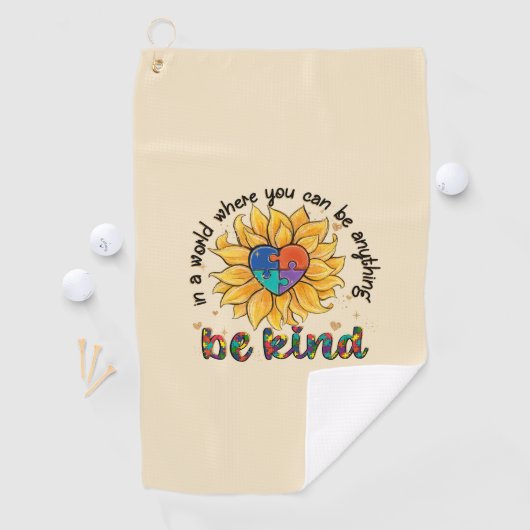 自閉症のヒマワリは優しい ゴルフタオル (インサイチュ)