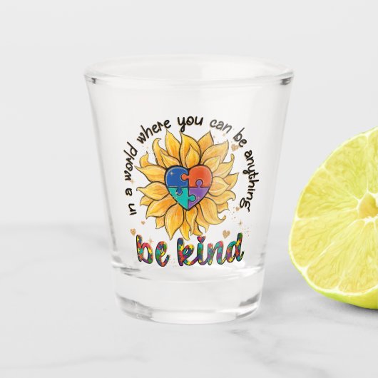 自閉症のヒマワリは優しい ショットグラス (正面)