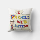 自閉症のブルネットの女の子2との子供 クッション (裏面)
