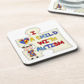 自閉症のブルネットの女の子2との子供 コースター (左側)