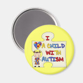 自閉症のブルネットの女の子2との子供 マグネット (正面/裏面)
