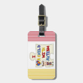 自閉症のブルネットの女の子2との子供 ラゲッジタグ (正面縦)