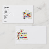 自閉症のブルネットの女の子2との子供 名刺 (正面/裏面)