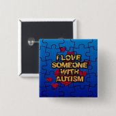 自閉症のボタンで人を愛する 缶バッジ (正面&裏面)