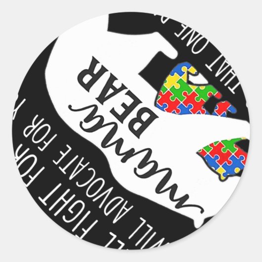 自閉症のママベア私は話Yの支持者と戦う ラウンドシール (正面)