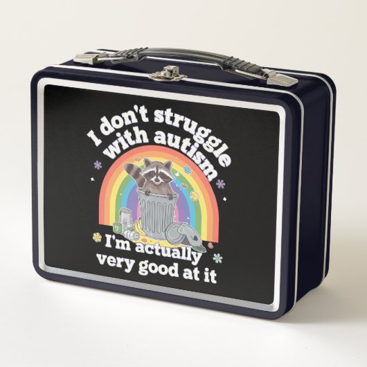 自閉症のラクーンとは格闘しなおもしろいい メタルランチボックス (正面)