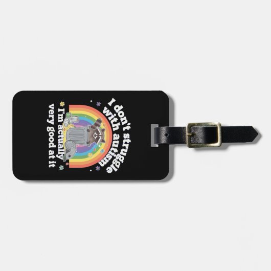 自閉症のラクーンとは格闘しなおもしろいい ラゲッジタグ (正面横)