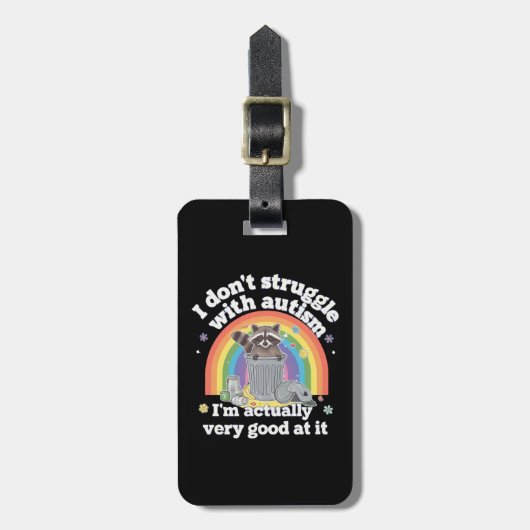 自閉症のラクーンとは格闘しなおもしろいい ラゲッジタグ (正面縦)