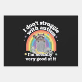 自閉症のラクーンとは格闘しなおもしろいい ラッピングペーパーシート (正面)