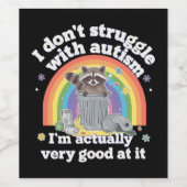 自閉症のラクーンとは格闘しなおもしろいい ワインラベル (シングルラベル)