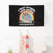 自閉症のラクーンとは格闘しなおもしろいい 横断幕 (インサイチュ)