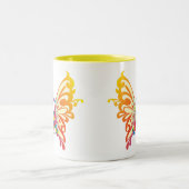 自閉症のリボンの蝶 ツートーンマグカップ (中央)
