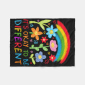 自閉症のレインボー違うボーニューロディになるOk フリースブランケット (正面(横))