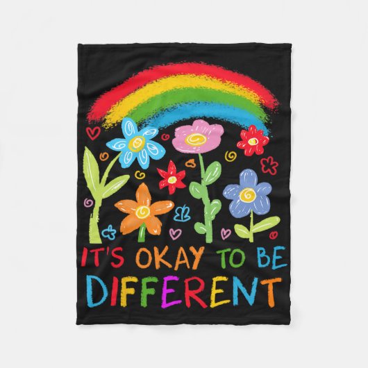 自閉症のレインボー違うボーニューロディになるOk フリースブランケット (正面)