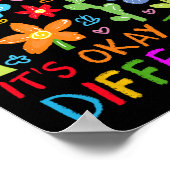 自閉症のレインボー違うボーニューロディになるOk ポスター (角)