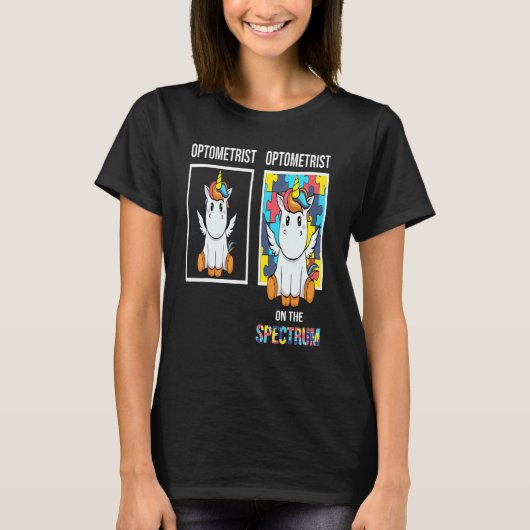 自閉症の人々 眼科医 パズル ユニコーン 神経多様性 Tシャツ (正面)